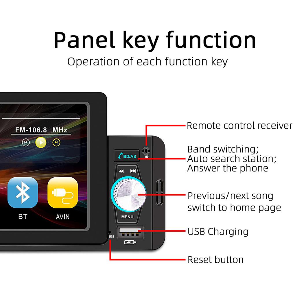 5 Inch Car Radio 1Din CarPlay Stereo Auto Multimedia Player Bluetooth MirrorLink FM Receiver For Volkswagen Nissan Toyota