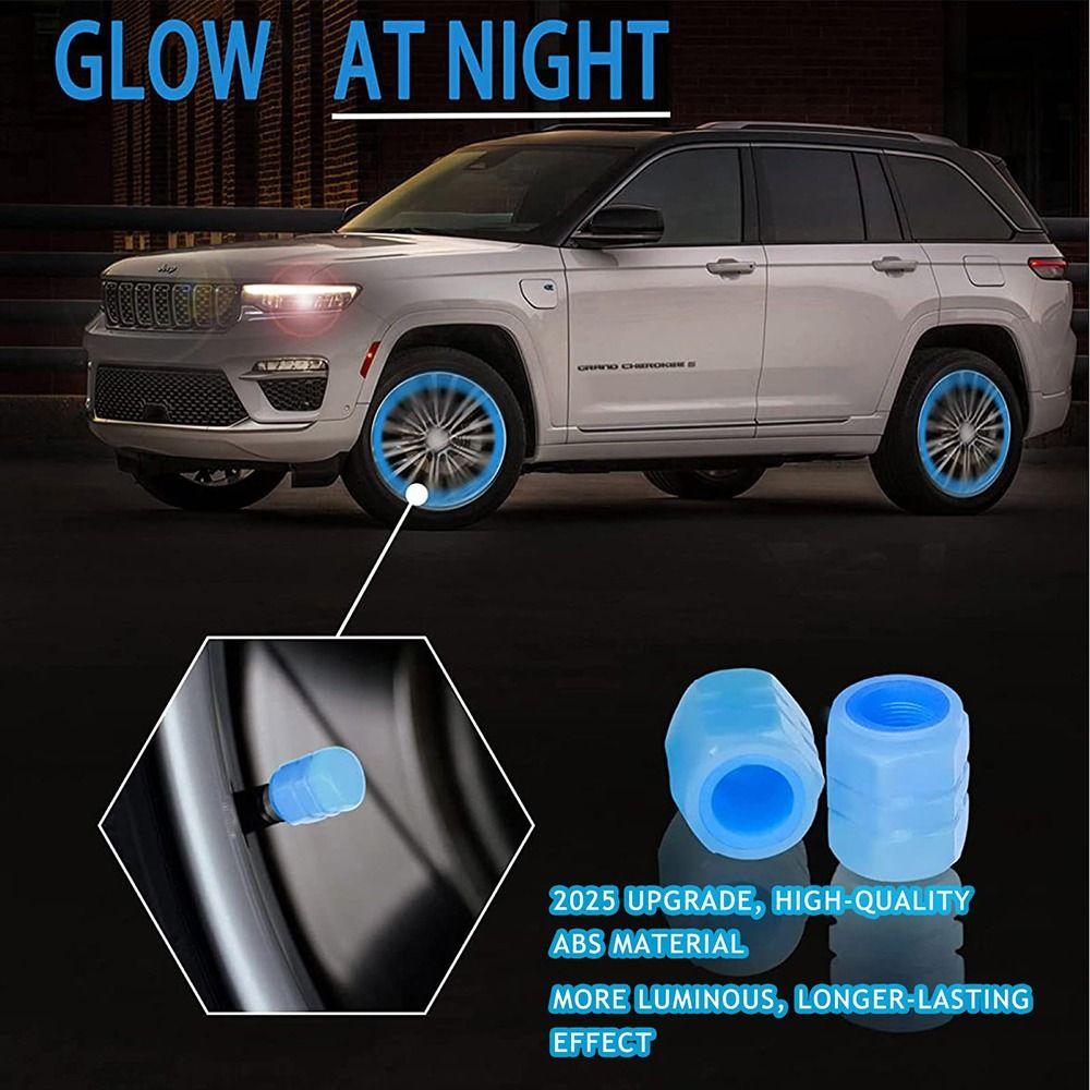8Pcs Self-luminous Luminous Fluorescent Valve Caps Night Glowing Tyre Valve Stem Cover  Car Wheel