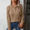 European and American Hooded Pullover Thick Sweater for Women Autumn and Winter Retro Button Twist Knitwear Top for Women