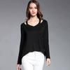 Simple Solid Color Off Shoulder Design Women Long Sleeved Top For Fall Comfort