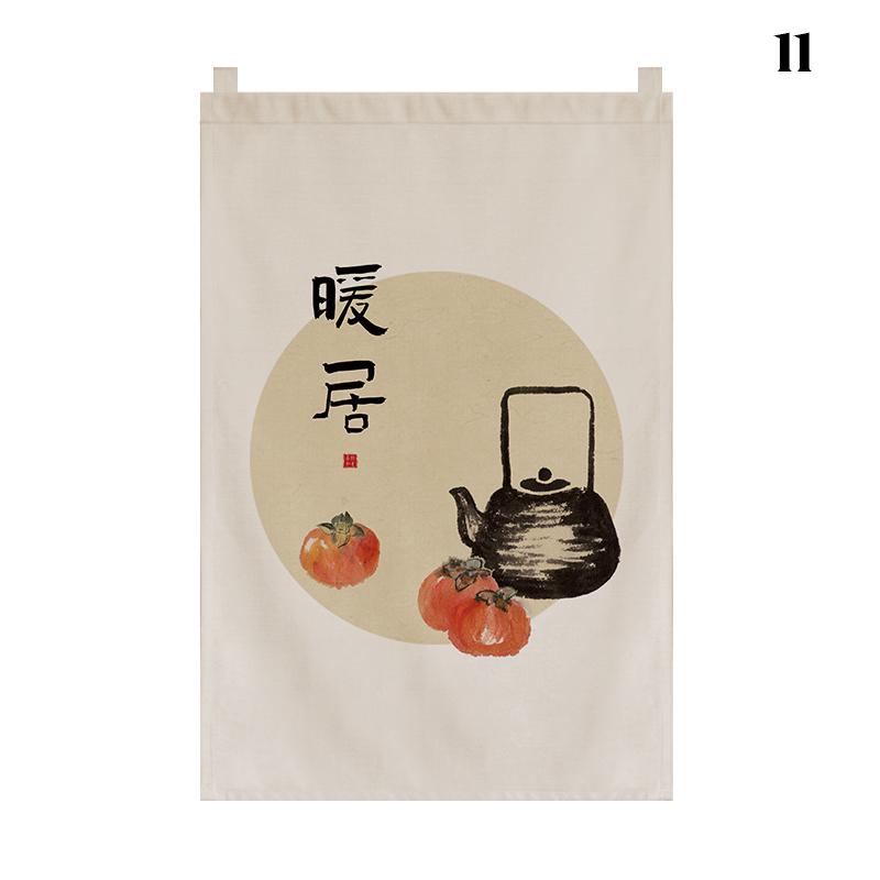 Chinese Style Short Door Curtain Drapes Kitchen Partition Restaurant Tea House Hanging Curtain Pennant Izakaya Decor Shop Sign