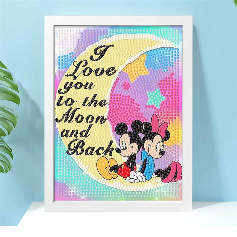 DIY Diamond Painting Kit with Frame,Moon Full Circle Mosaic 5D DIY Cross Stitch Kit Home Decoration with Frame, Handicraft Hobby Collection