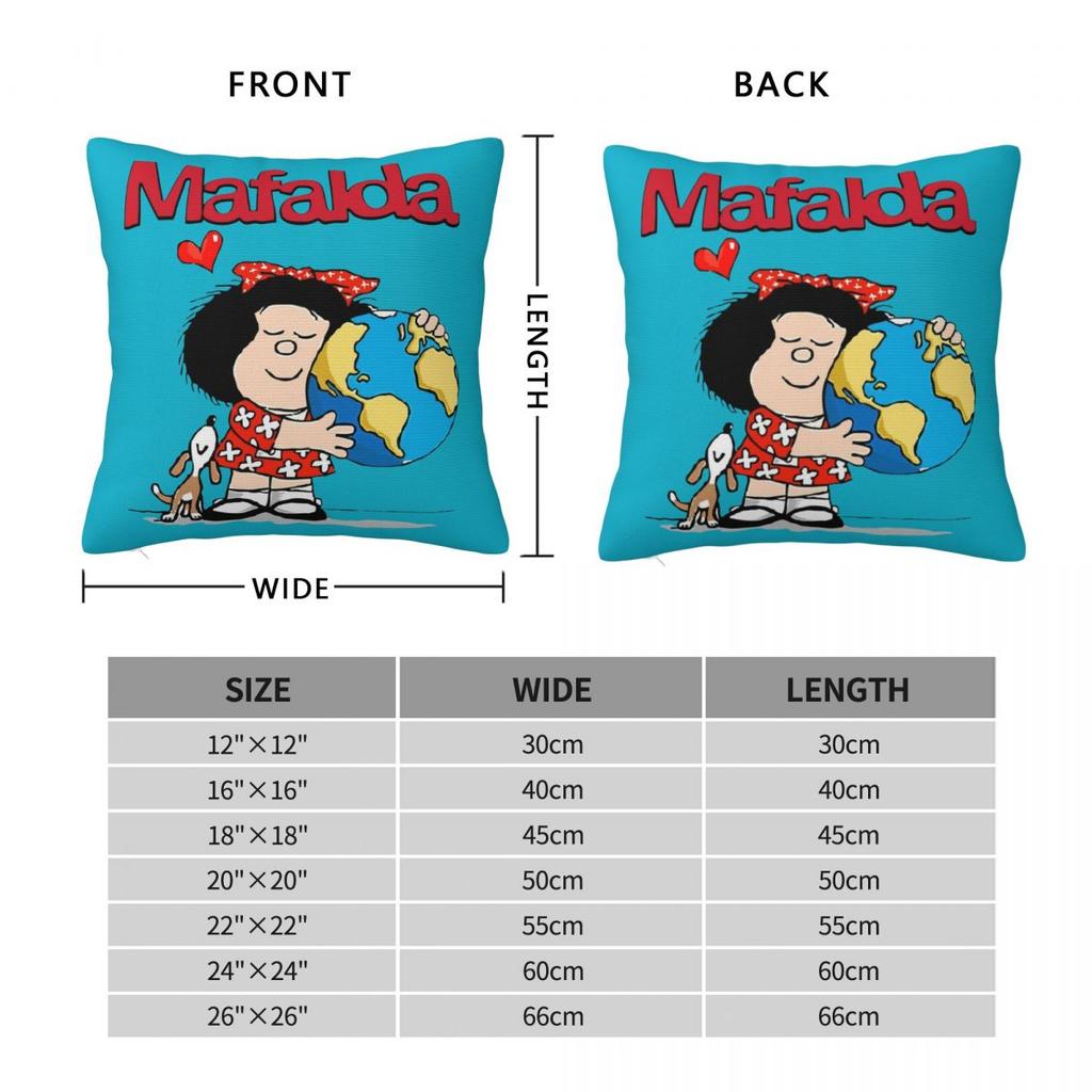 Mafalda Pillowcase Printing Polyester Cushion Cover Decorative Pillow Case Cover Home 40X40Cm
