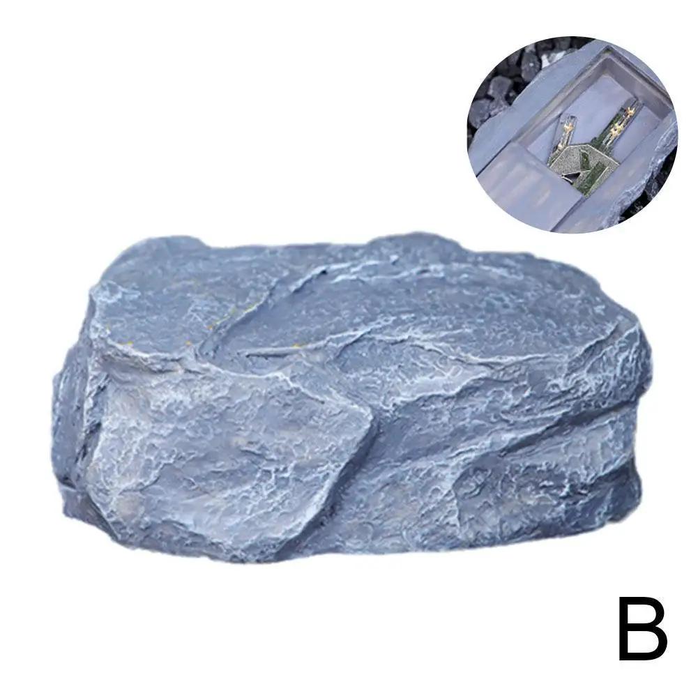 Outdoor Garden Key Safe Box Discreet Key Storage Rock Safety Ornament Stone Artificial Stone Hide Keys In Resin J7F8