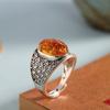 Adjustable Open Ring Women Men Vintage Hollow Geometric Amber Tone Copper Boho Chic Statement Finger