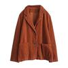 Spring 2023 Women's Corduroy Suit Collar Jacket - Retro Casual Solid Color Long Sleeve Outerwear