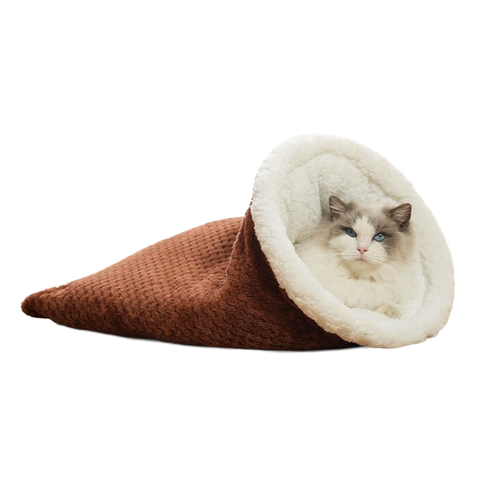 

Winter Pet Sleeping Bag Warm Enclosed Removable Fleece Lined Cats Dogs Bed Cute Small Dogs Cats Cozy Nest For Cold Weather