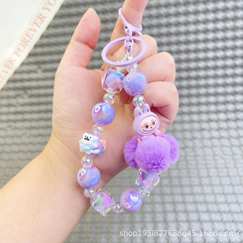 Cartoon Hairball Mobile Phone Chain Beaded Keychain Bag Doll Pendant Accessories