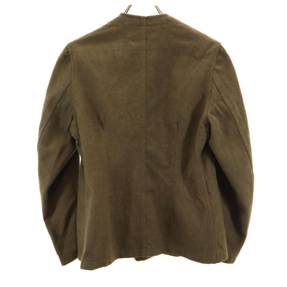 FRENCH ARMY 50s Vintage V Neck Wool Jacket 44L Khaki Women Used