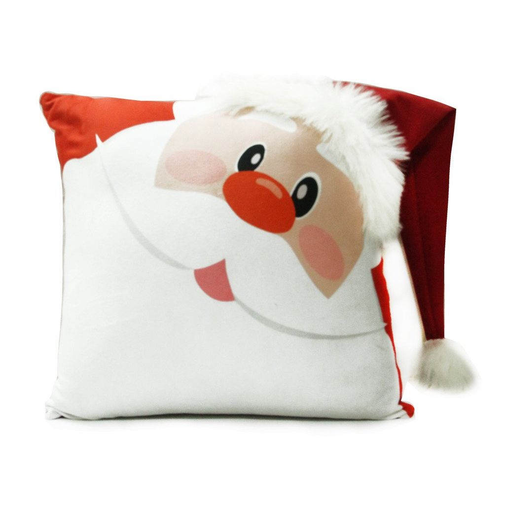 Santa Claus Christmas 1 Velvet Cushion (Standard Size, Red)