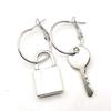 Trendy Rock Asymmetric Cold Wind Key Lock Earrings Women Wholesale for Women Silver Color Couple Earrings Simple Accessories
