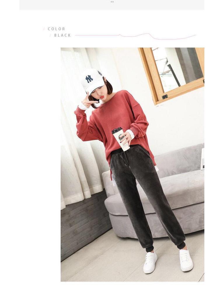 Women's Slimming Harem Pants: Autumn/Winter Thick Velvet, Warm Imitation Lamb, Loose-Fit Casual Sportswear