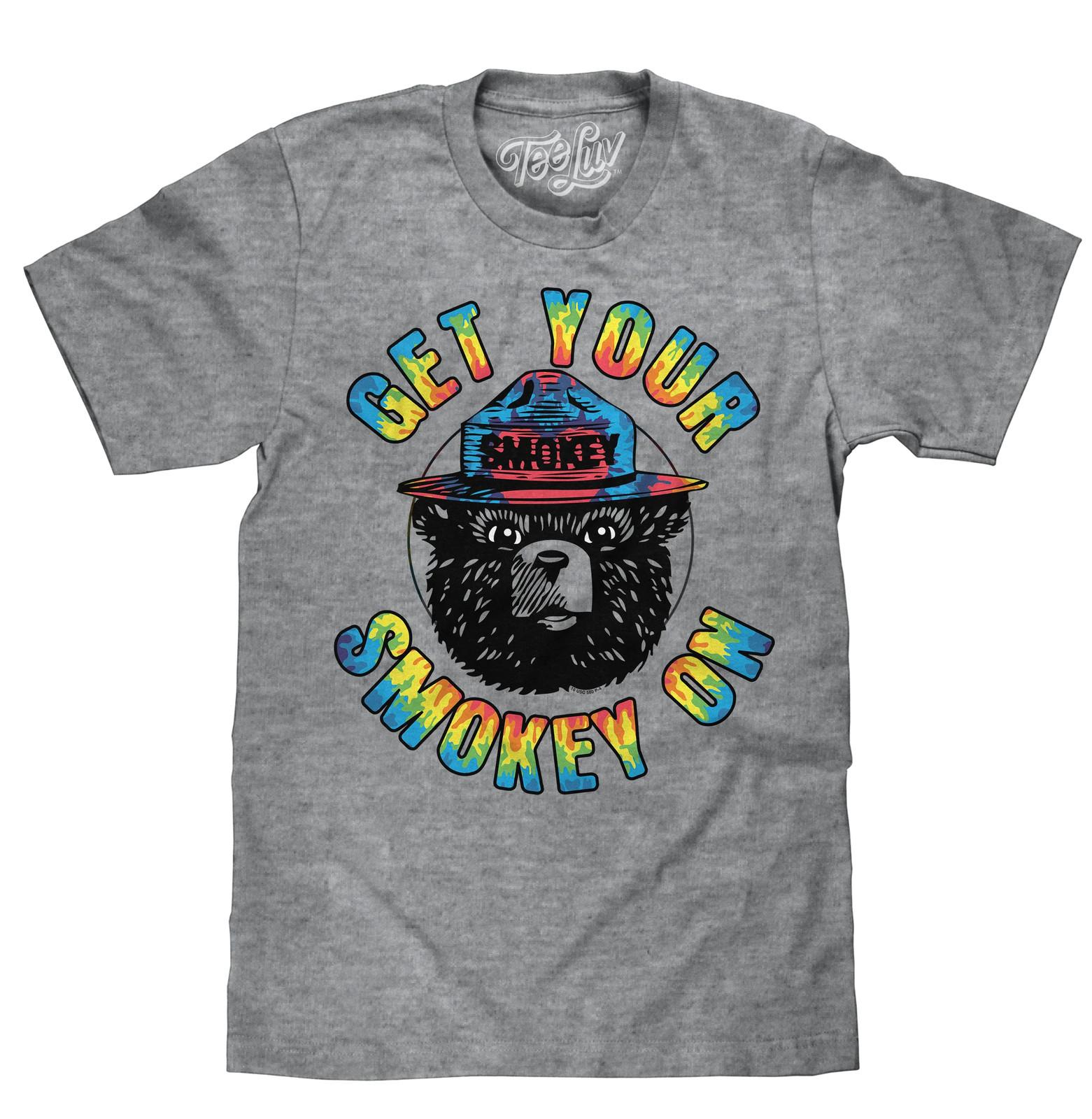 Get Your Smokey On Tie Dye Mens T Shirt Gray S