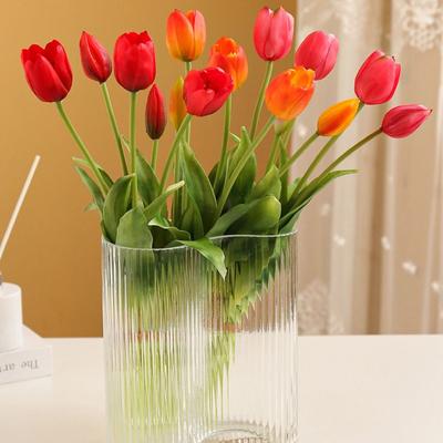 5 Stück 5 Köpfe Künstliche Tulpen Blumen Luxuriös Realistisch Simulation Tulpenstrauß Echte Haptik Handgemacht Künstliche Blumen Reitstrauß