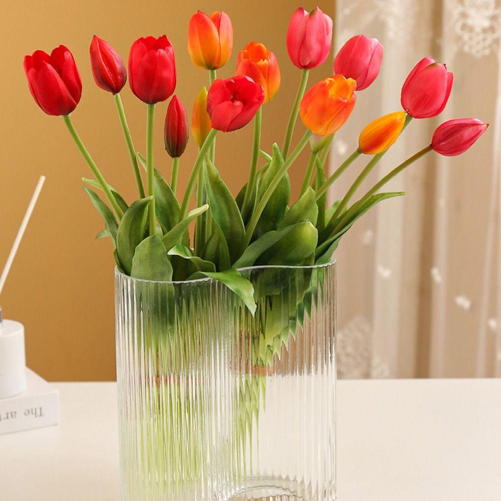 5 Stück 5 Köpfe Künstliche Tulpenblumen Echte Haptik Kunstblumen Geburtstagsdeko