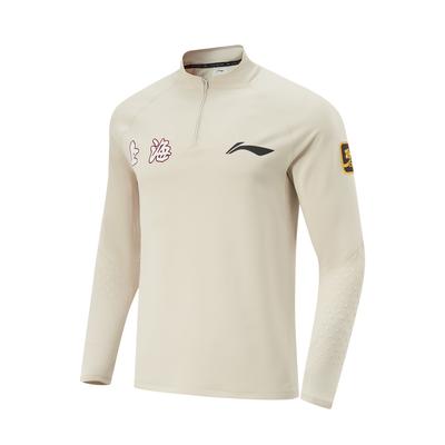 Li Ning Serie CBA Serie Professionale di Pallacanestro Colletto alla Coreana con Lettere Confortevole Traspirante Versatile Casual Maglietta a Maniche Lunghe Uomo Top ATLU263-1