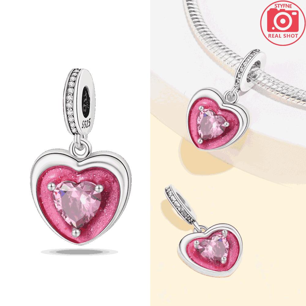 Charms Copperpink Love Stone Pendant Beads Fit Charms Plataoriginal Bracelet Beads Women Jewellery Making