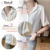 Short Skipper 18201 Black Shirt with 18201 [Lunar Berry] Blouse, Sleeves, Neat, Silky, Shirt, Office, Ladies, (M, Ivory), Collar, Smooth, Slimming,