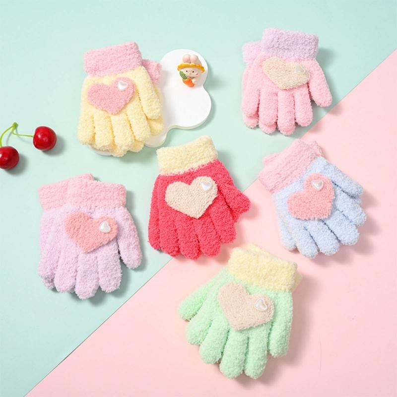 Soft Comfortable Winter Mittens for Kids Knitted Gloves Cute Cartoon Pattern Kindergarten Gloves Comfortable Wearing