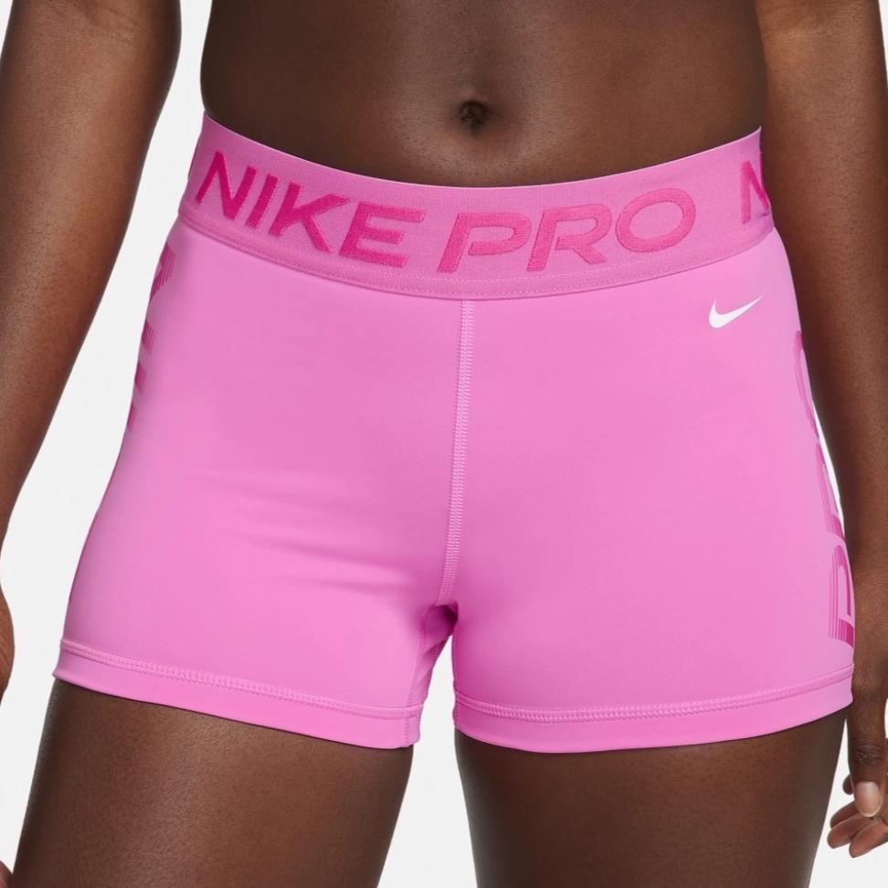 Nike Pro Letter Print High Waist Sports Shorts Women shorts Playful-Pink FN3141-675