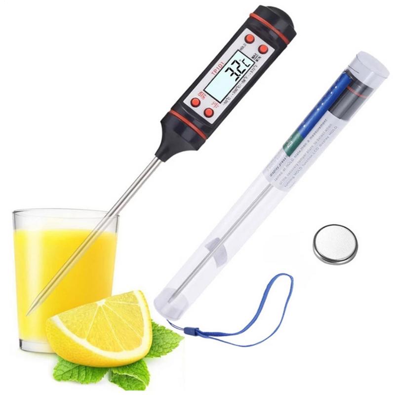 Food Thermometer Digital Real-Time Reading Meat and Beverage Thermometer with LCD Display and Probe Electronic Kitchen Thermomet