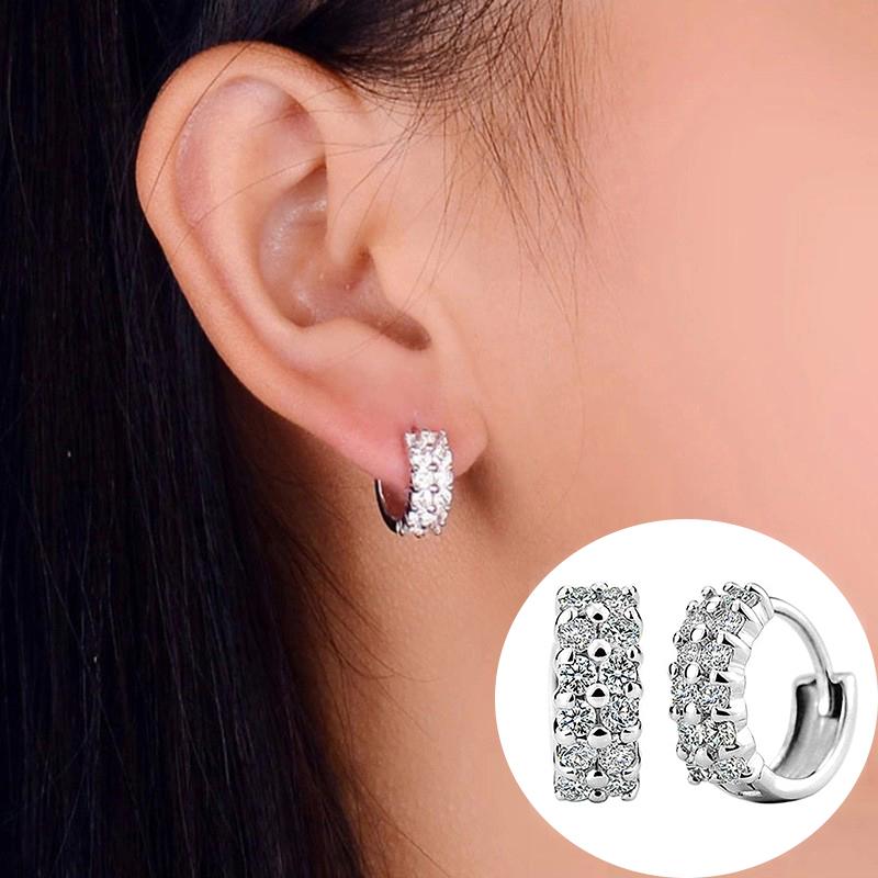 

Huitan Copper Color Cubic Zirconia Hoop Earrings for Women Luxury Trendy Female Ear Circle Earrings Statement Zircon Drop Ship