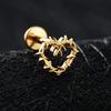 Right Grand ASTM F136 Titanium 16G Tiny Hollow Heart Flat Back Stud Gothic Cartilage Tragus Helix Stud Earring Labret Piercing