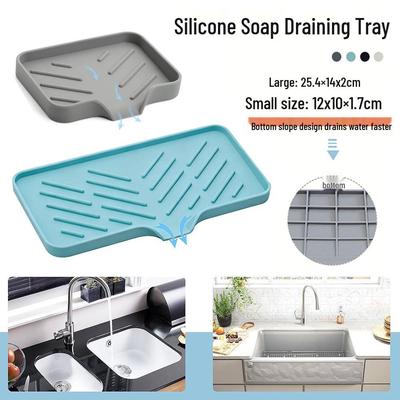 Porte-savon et porte-éponge auto-drainant en silicone