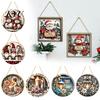 Winter Home Ornaments Christmas Wooden Hanging Sign, Gnome Snowman Angel Candle 2D Wood Plaque, Festive Theme Wall Decoration Vintage Xmas Door Hanger