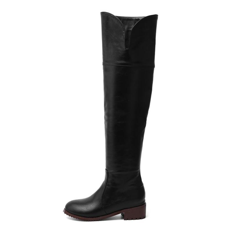 Fashion Women Over The Knee Boots Heels Long Boots Black Lady Shoes Big Size 44 45 46