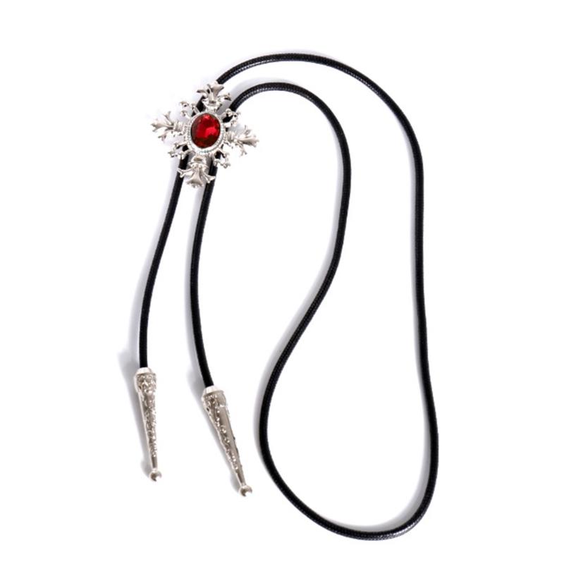 

Western Cowboy Bolo Necktie with Alloy Rhinestone Buckle Vintage Tie for Men 1 червоний