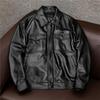Artificial Leather Jacket Classic Casual Black Men Cowhide Clothes Plus Size Artificial Leather Thickened Cotton Coat