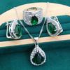 Luxuriant European and N Style Zircon Inlaid Water Drop Jewelry Ear Clip Ring Bracelet Necklace Mothers Gift