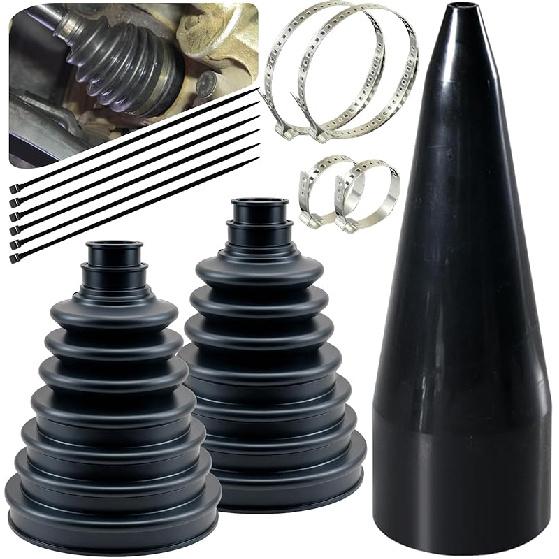 Upgrade 2PCS CV Boot CV Axle Boot Thickened Neoprene Rubber Material With 4 Stainless Steel Clamps & 6 Cable Ties Universal CV Joint Boot Fits Shaft