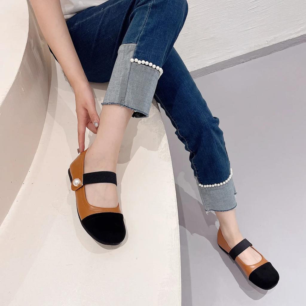 Fashion Flat Shoes for Women 2025 Spring Autumn Square Toe Mary Jane Plus Size Women's Shoes 41-43 Loafers Women Ladies Shoes