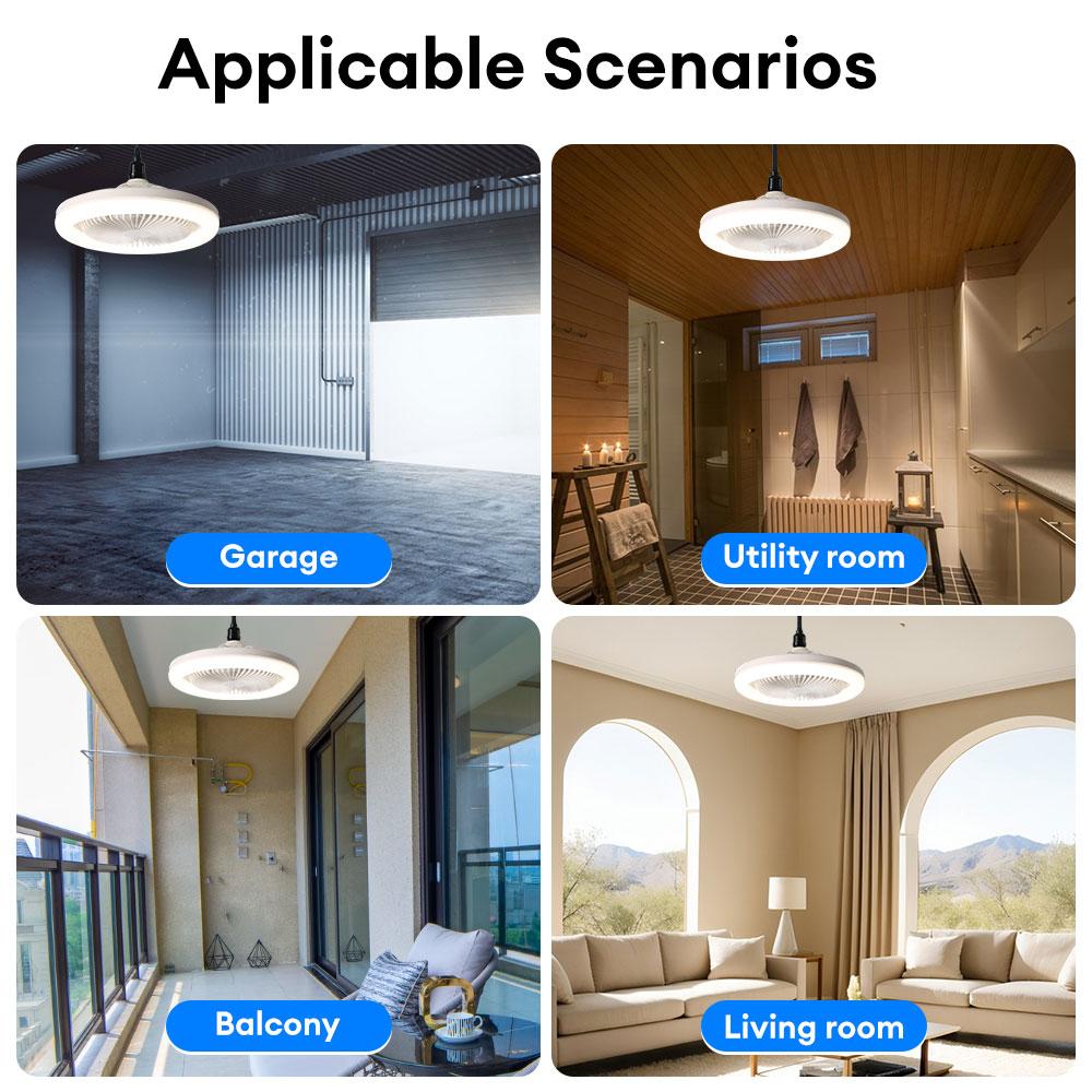 Smart 3-in-1 Ceiling Fan Light with Remote Control 3-Speed E27 AC85-265V Lighting Base for Bedroom and Living Room Lighting