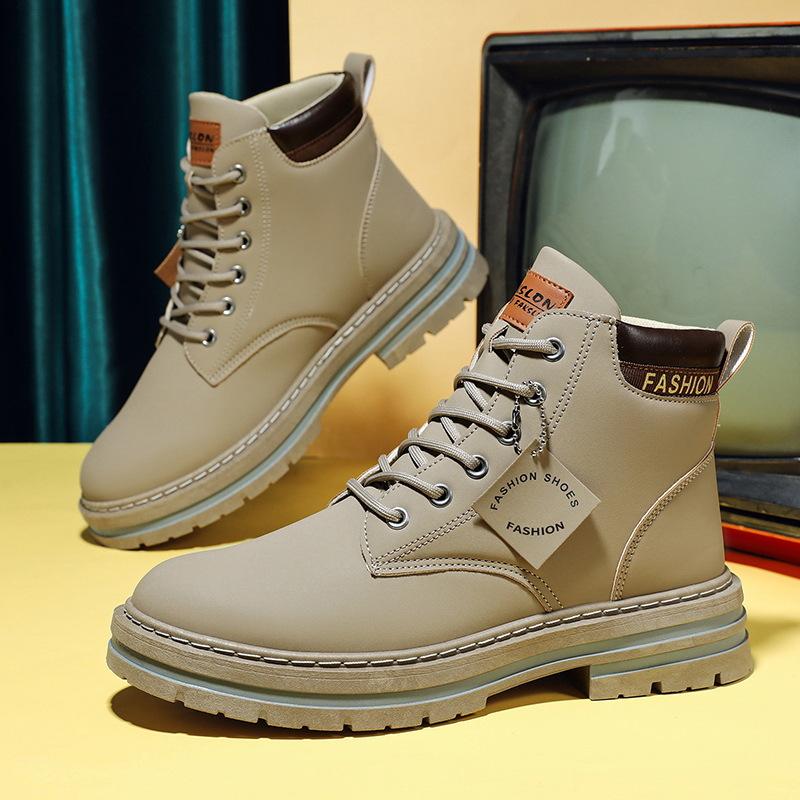 Martin boots plus size new spring and autumn round head high top Martin boots army boots