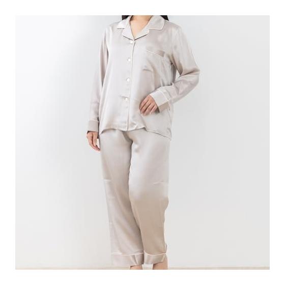 [SEAWIND] Women's Silk Pajamas, Long Sleeves, Long Pants, Top and Bottom Set, 100% High Quality Silk, Room Wear, Loungewear, Gift