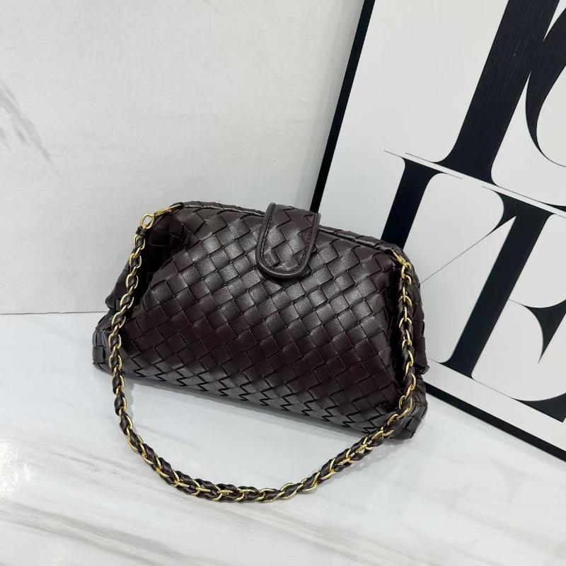 Vintage Classic Clip Chain Bag Cowhide Woven Bag Cloud Bag Underarm Shoulder Dinner Hand Shell Bag