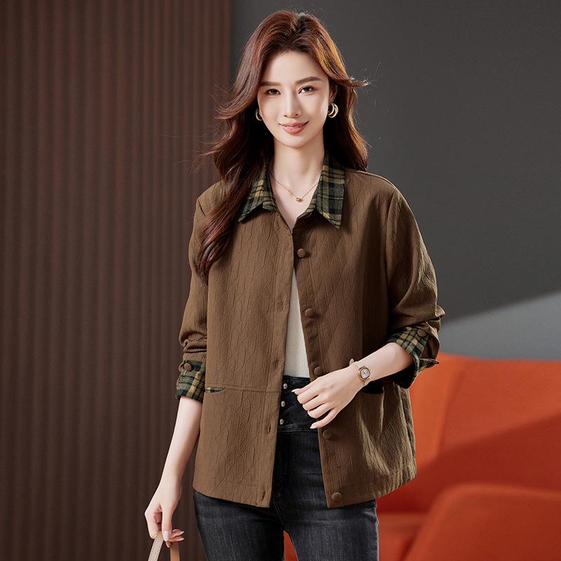

Весенне-осенняя новая женская куртка, топ, модная повседневная куртка с маленьким дизайном в клетку XL темно-коричневого