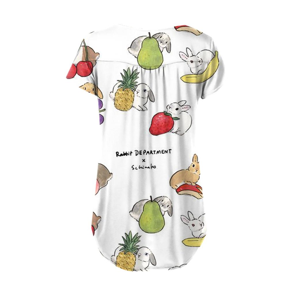 Women's Easter Short Sleeve Tops Loose Tops Casual Oversized Tops Pleated Tops Button Tie Tops Women