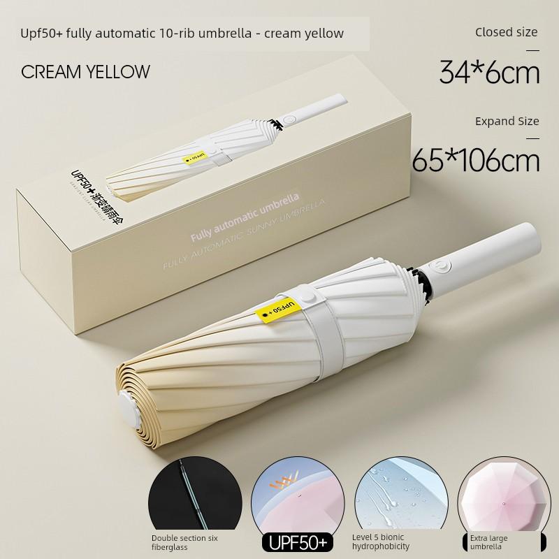 Fully Automatic, Enlarged, Reinforced, and Thickened Gradient Umbrella for Women, Dual-Use for Sun and Rain, Large Size for Men, Sun Protection, Uv