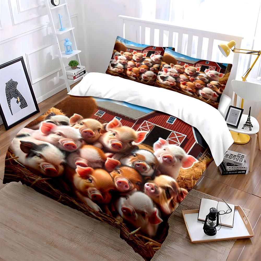 Piglets and barn design. Bedding sets Duvet cover sets Duvet covers Pillowcases(1 * Duvet Cover 2 * Pillowcases without duvet insert)