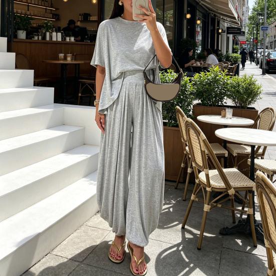 Two Piece Sets for Women Short Sleeve Crew Neck Top And Pants Tracksuit Lounge Set Casual Summer Vacation Outfits