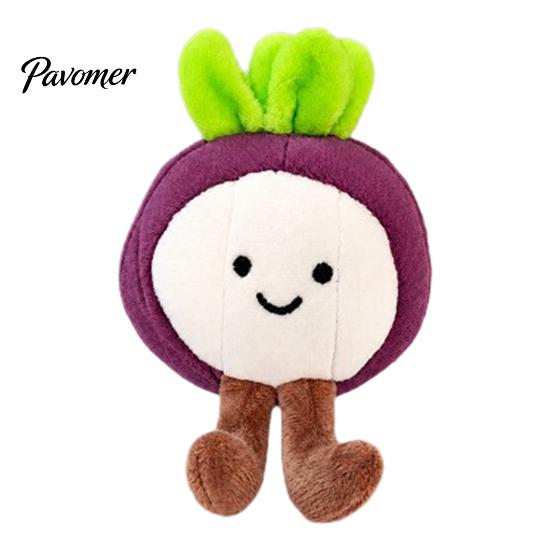 Interactive Pet Toys Plush Mangosteen Dog Toy with Bell, Cute Squeaky Fruit Boredom Breaker Toy, Soft Stuffed Chew for Dogs Puppies Biting Shaking