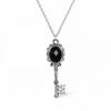 European & American Retro Gemstone Key Necklace - Medieval Gothic Style Women's Accessory