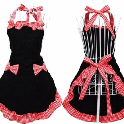 Zabawny Vintage Fartuch Koronkowy z Kokardką Regulowany z Kieszeniami Fartuch Florystyki Odporny na Plamy Poliester Roboczy Uniform Ogrodniczy BBQ