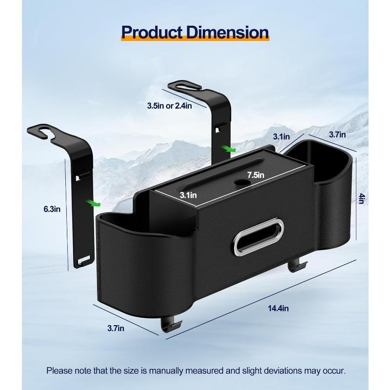 3-in-1 Car Organizers and Storage Box Car Seat Back Storage Box Tissue Holder Cup Holders Purse Hooks Back Seat Car Organizer