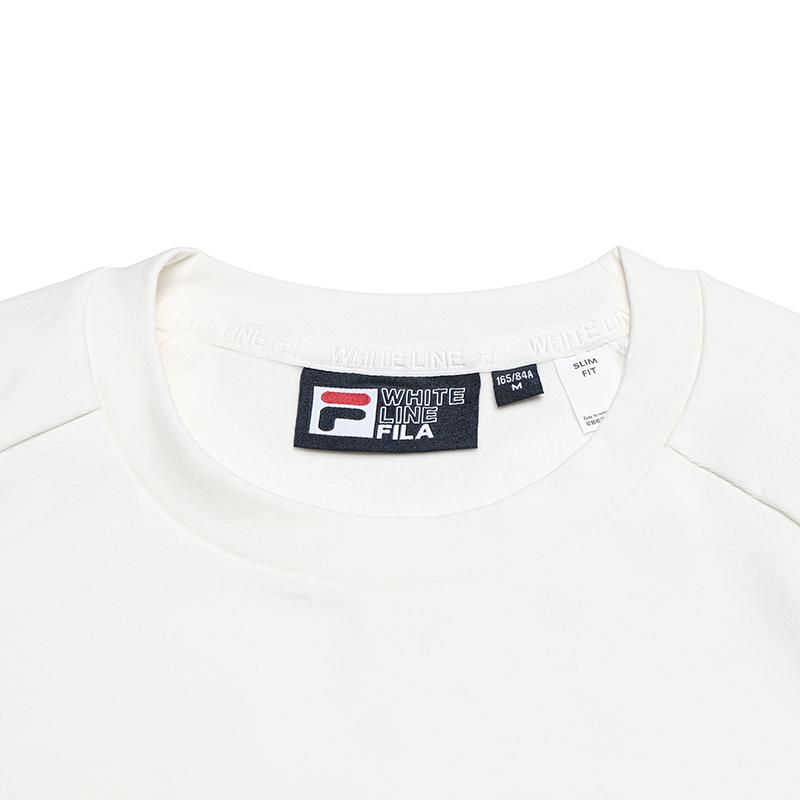 Fila Original Color Block Ribbed Raglan Sleeve Fashionable Versatile Regular Sleeve T-Shirt Women Tops Steam-White F51W639202FIV