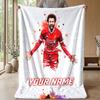 Custom Text Flannel Throw Blanket, Lightweight Cozy Bed Sofa BlanketMohamed Salah
